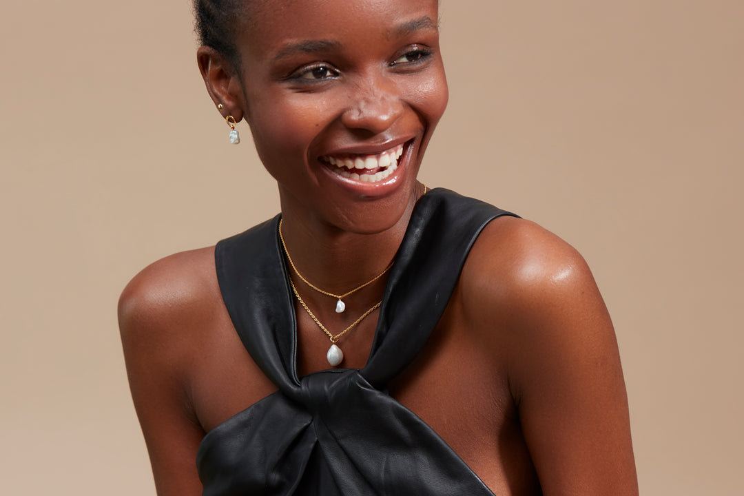 Nura Keshi Pearl Drop Earrings