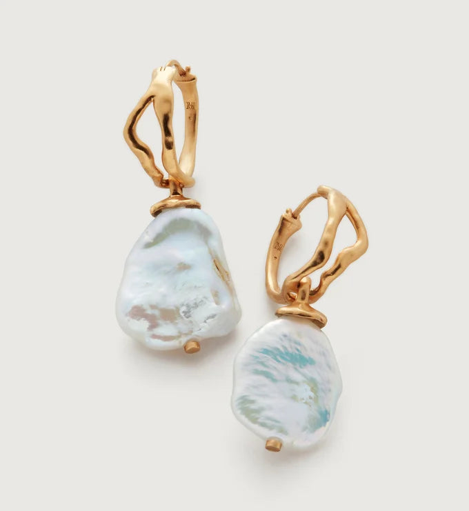 Amy Powney Keshi Pearl Large Hoop Earrings