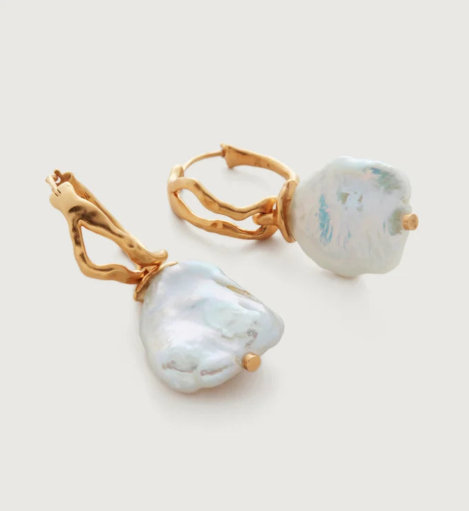 Amy Powney Keshi Pearl Large Hoop Earrings