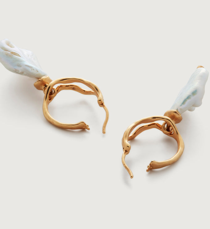 Amy Powney Keshi Pearl Large Hoop Earrings