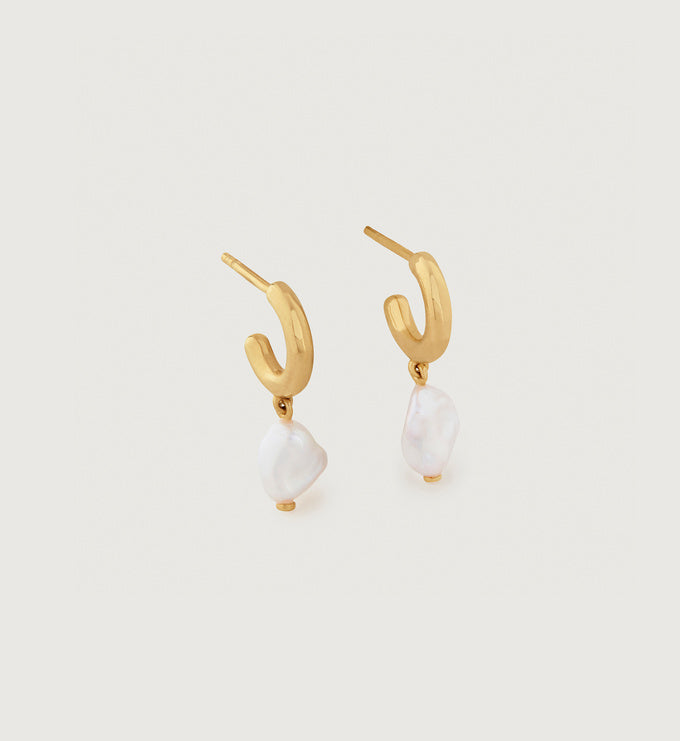 Nura Keshi Pearl Huggie Earrings