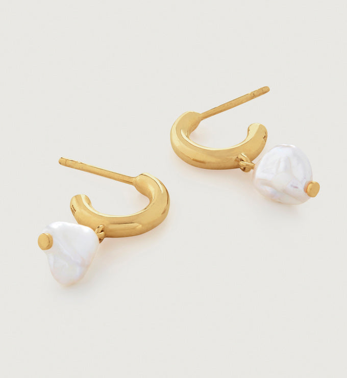 Nura Keshi Pearl Huggie Earrings