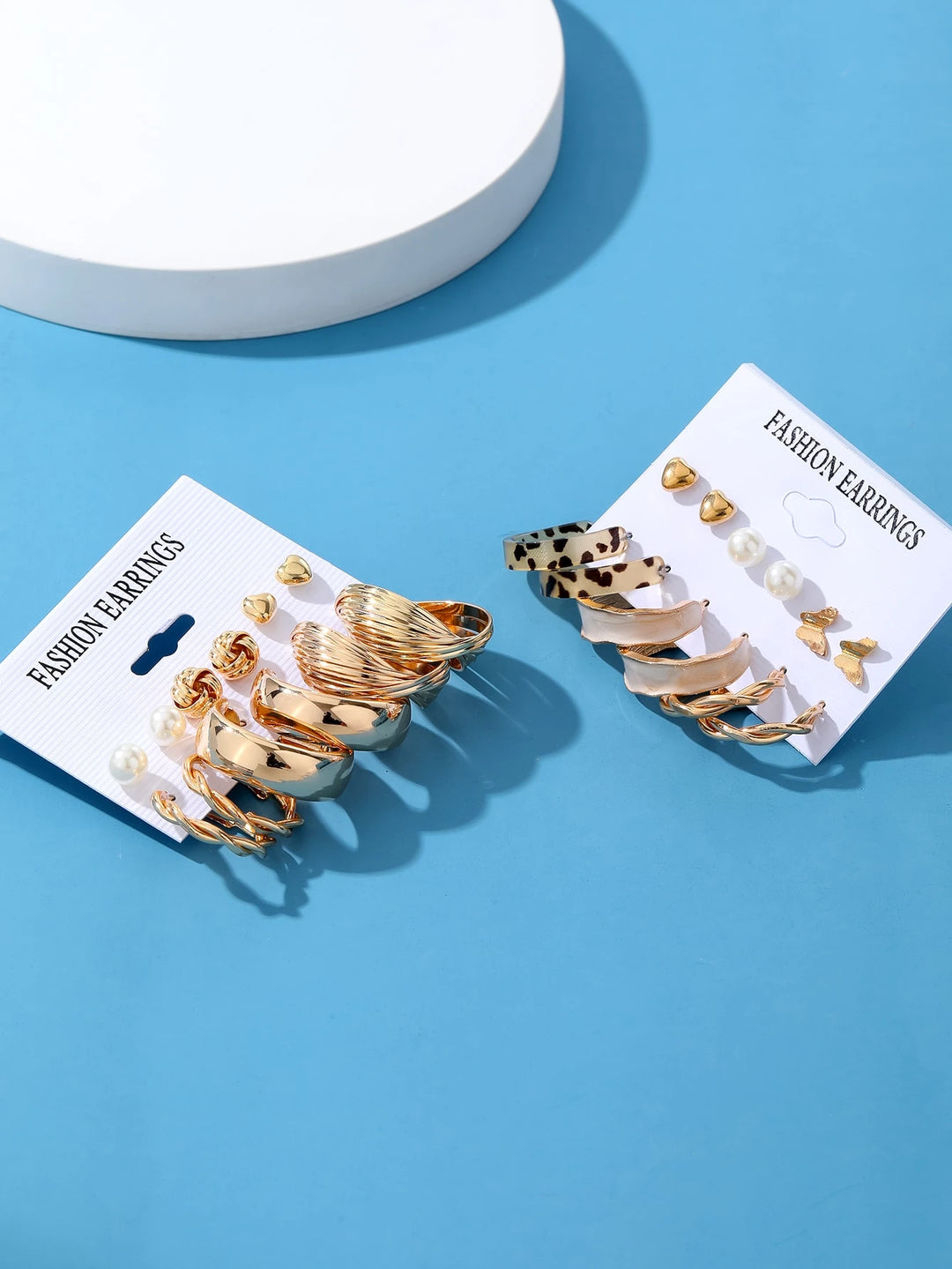 24pcs Faux Pearl Boho Geometric Earrings Set