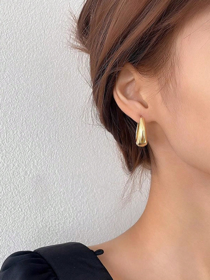 Korean Minimalist Gold-Plated Peanut Shaped Hoop Earrings