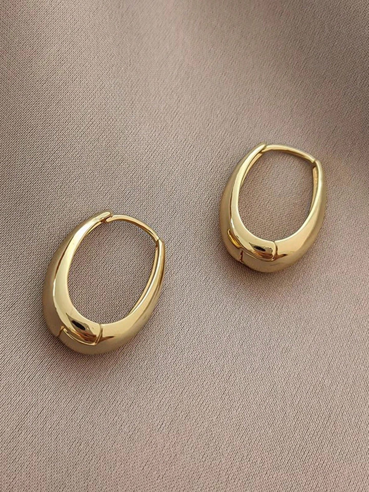 Korean Minimalist Gold-Plated Peanut Shaped Hoop Earrings