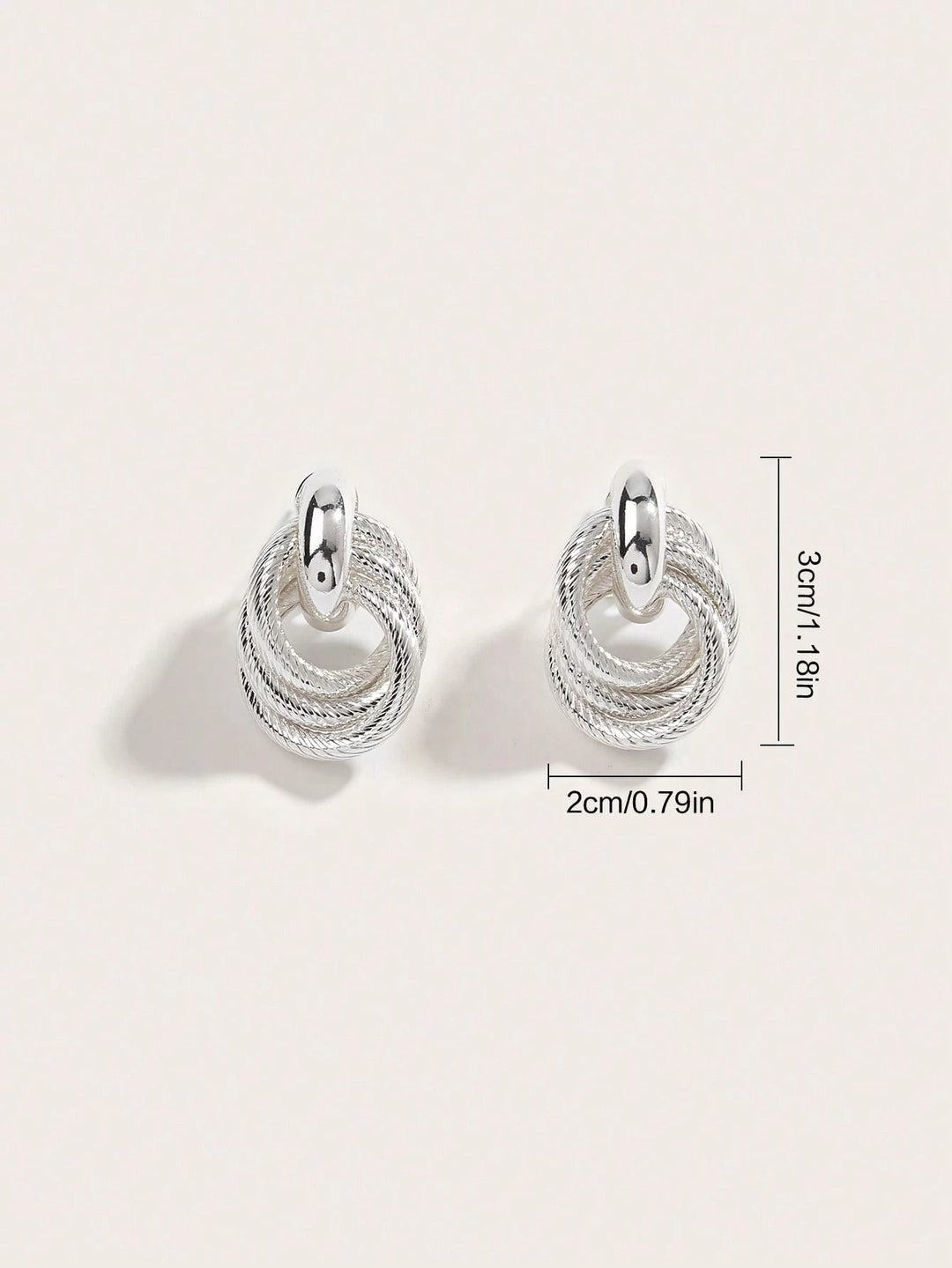 European & American Minimalist Twist Two-Layer Press Pattern Clip-On Earrings - Silver