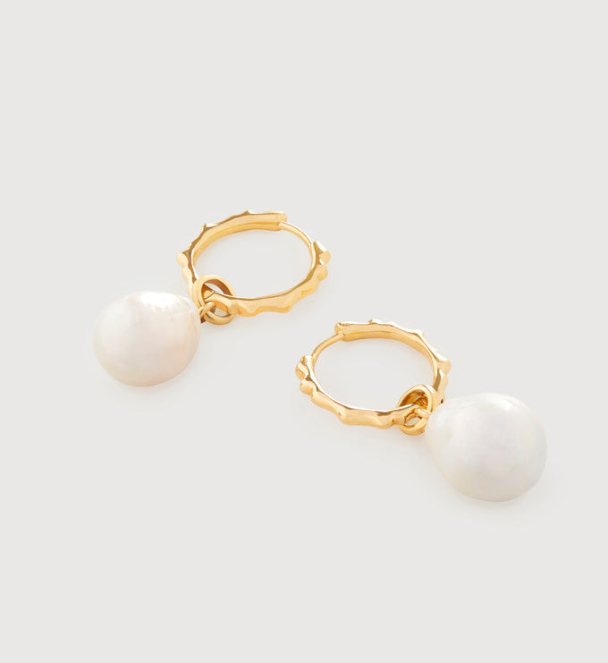 Siren Muse Pearl Ripple Small Hoop Earrings