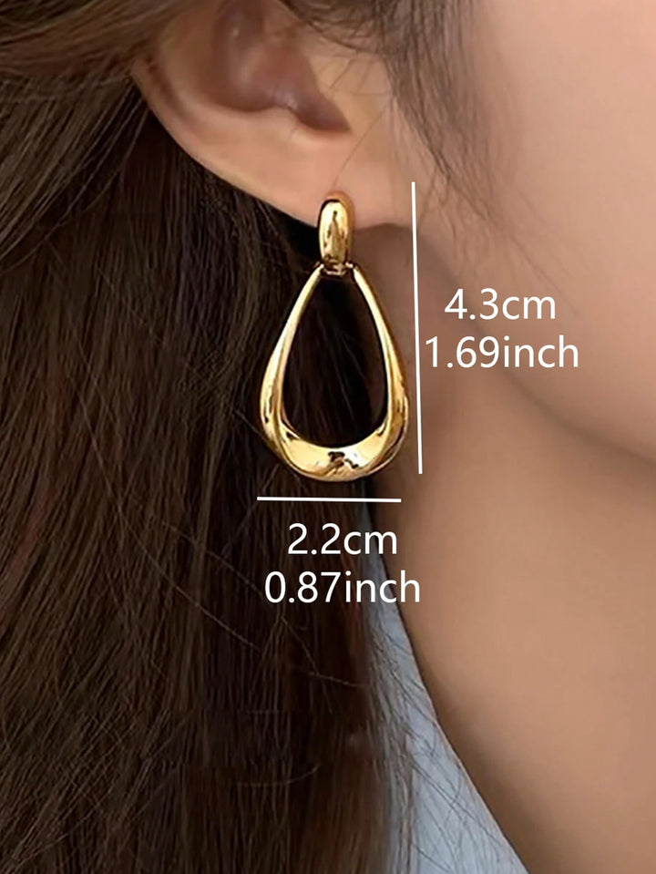 French Style High-End Geometric Gold Drop Earrings