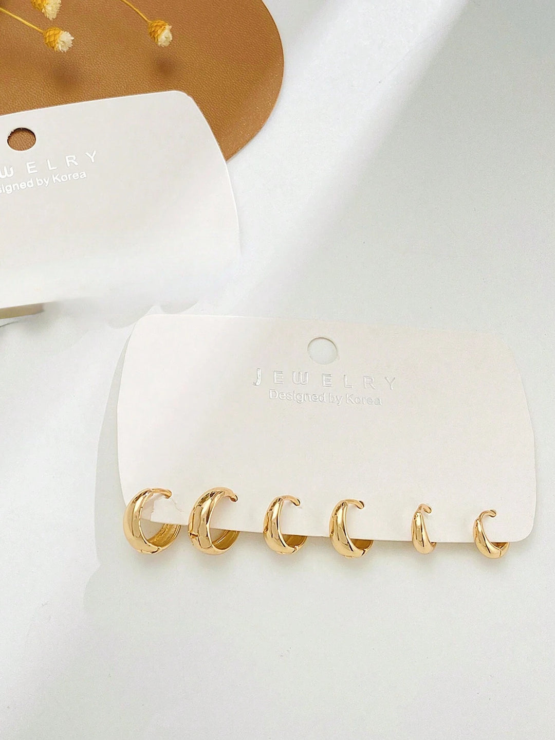 3 Pairs Minimalist Exaggerated Hoop Earrings for Women - Gold