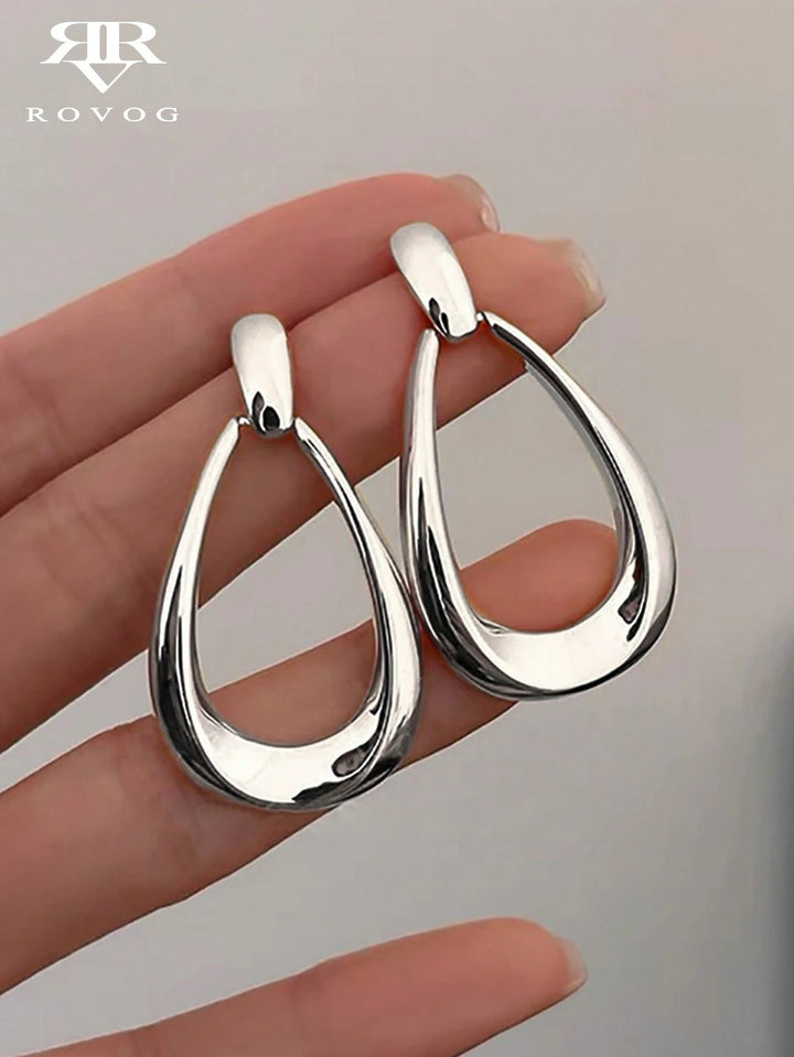 Elegant Silver Geometric Drop Earrings – Stylish Jewelry for Daily Wear, Parties & Vacations