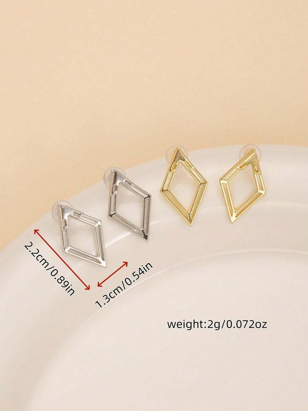Geometric Hollow Diamond-Shaped Front & Rear Earrings | Two-Way Ear Jacket Design - Silver