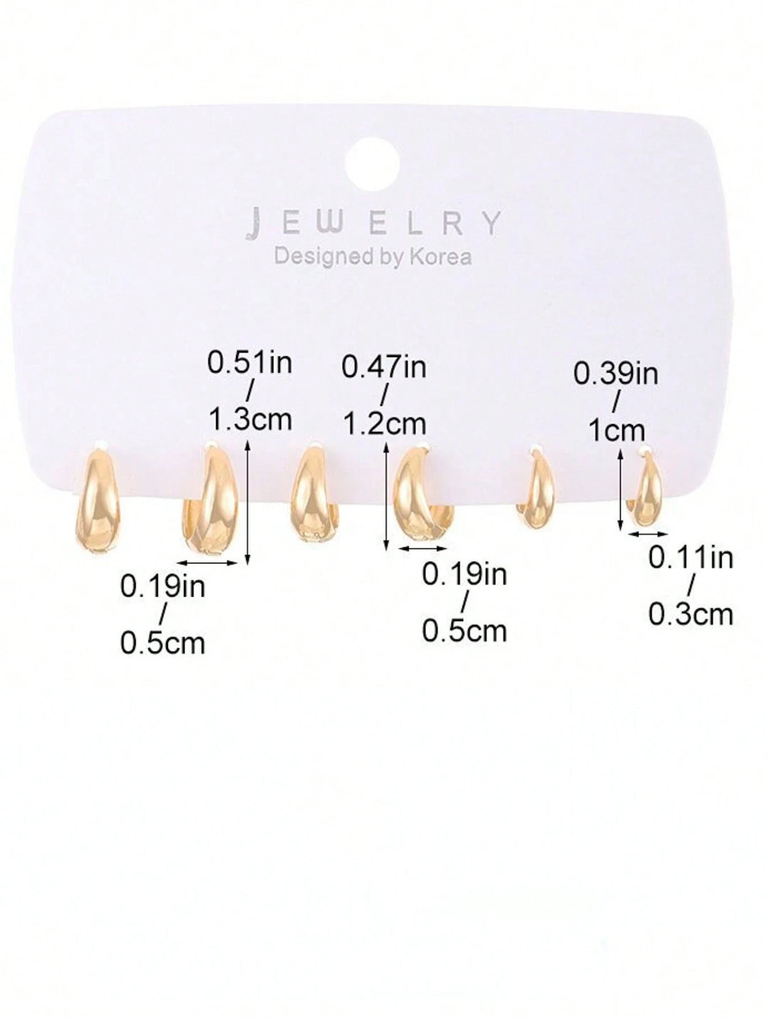 3 Pairs Minimalist Exaggerated Hoop Earrings for Women - Gold