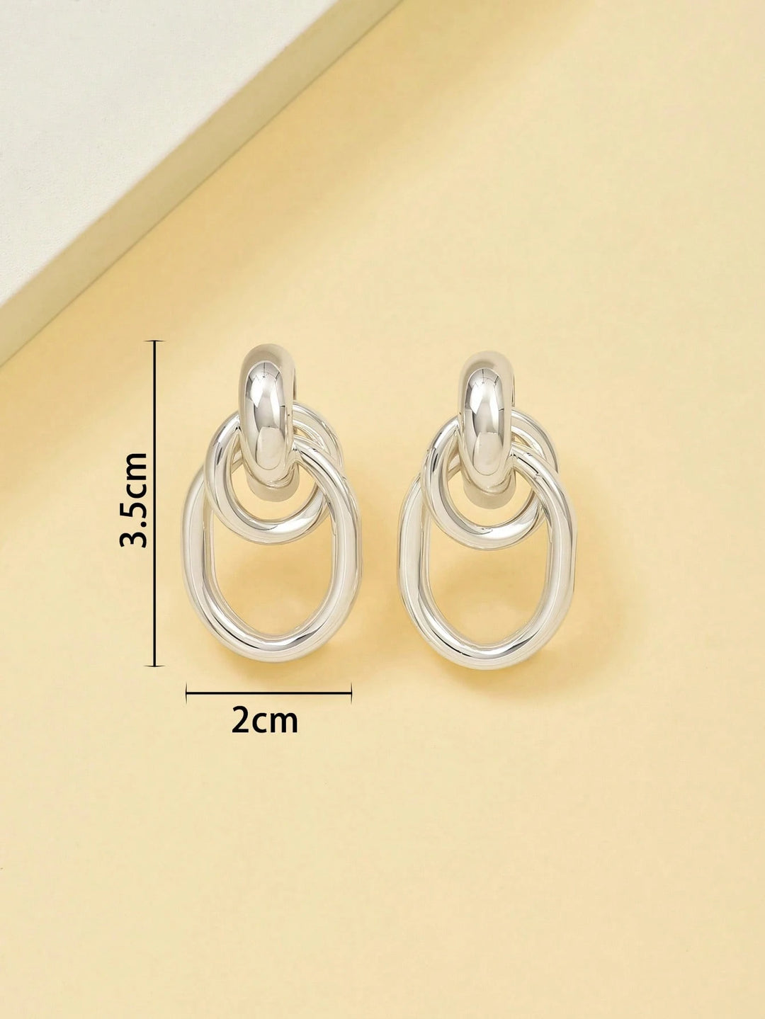 Silver-Tone Multi-Turn Knotted Double Hoop Stud Earrings for Women