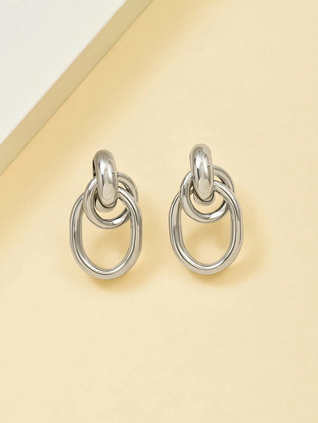 Rhodium-Tone Multi-Turn Knotted Double Hoop Stud Earrings for Women