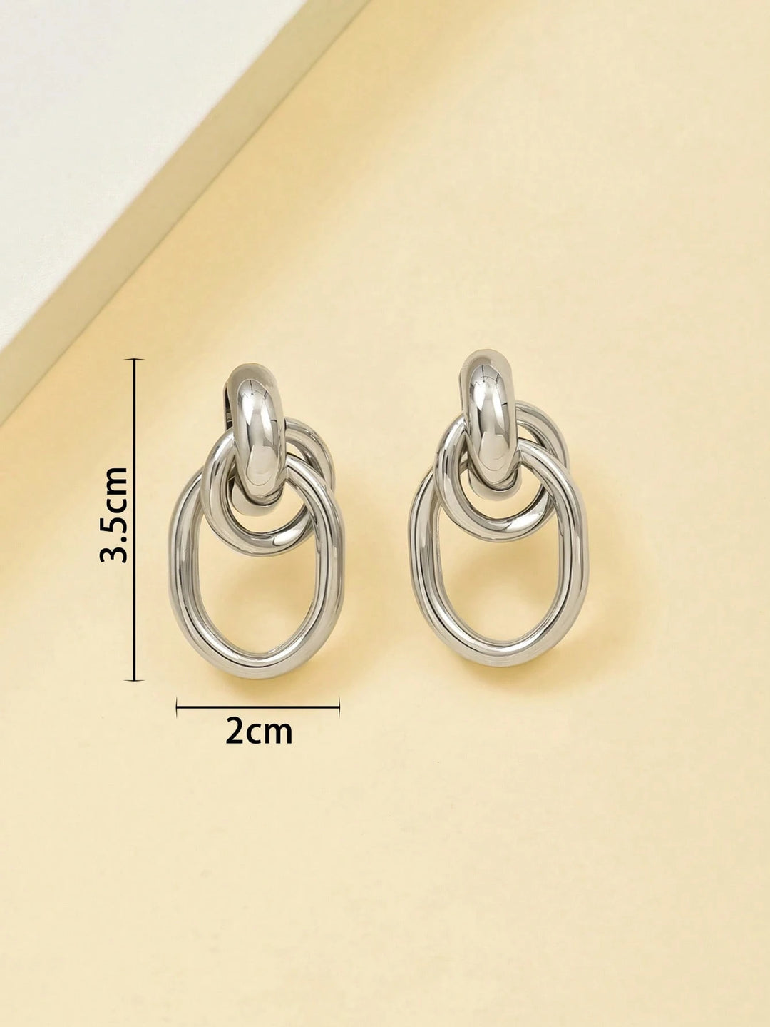 Rhodium-Tone Multi-Turn Knotted Double Hoop Stud Earrings for Women