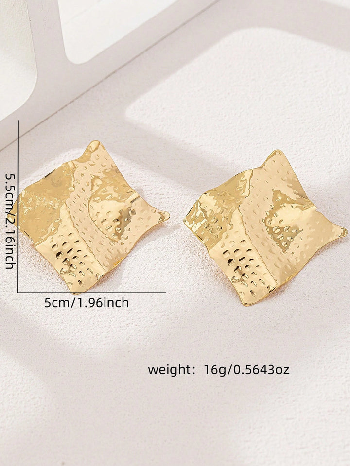 Geometric Chic Iron Plate Square Earrings for Women