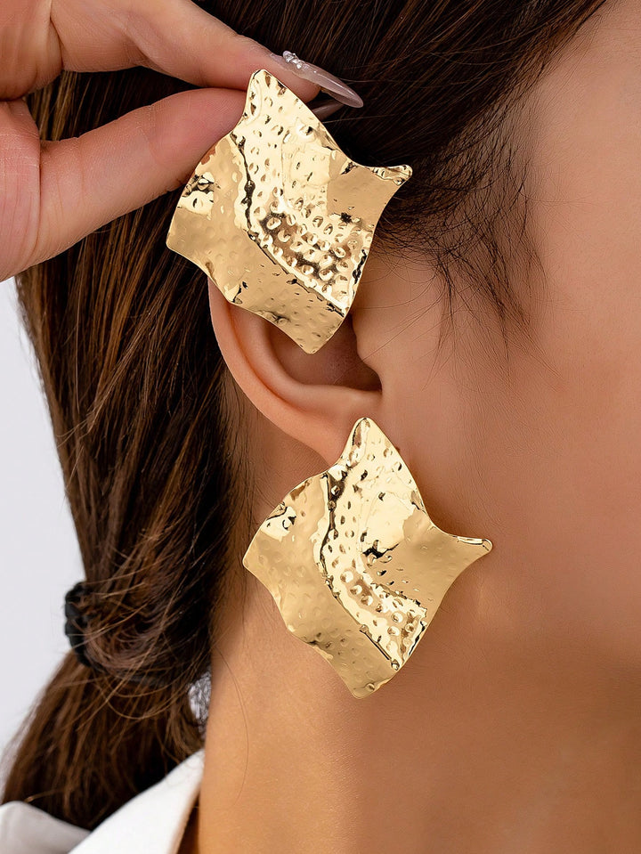 Geometric Chic Iron Plate Square Earrings for Women