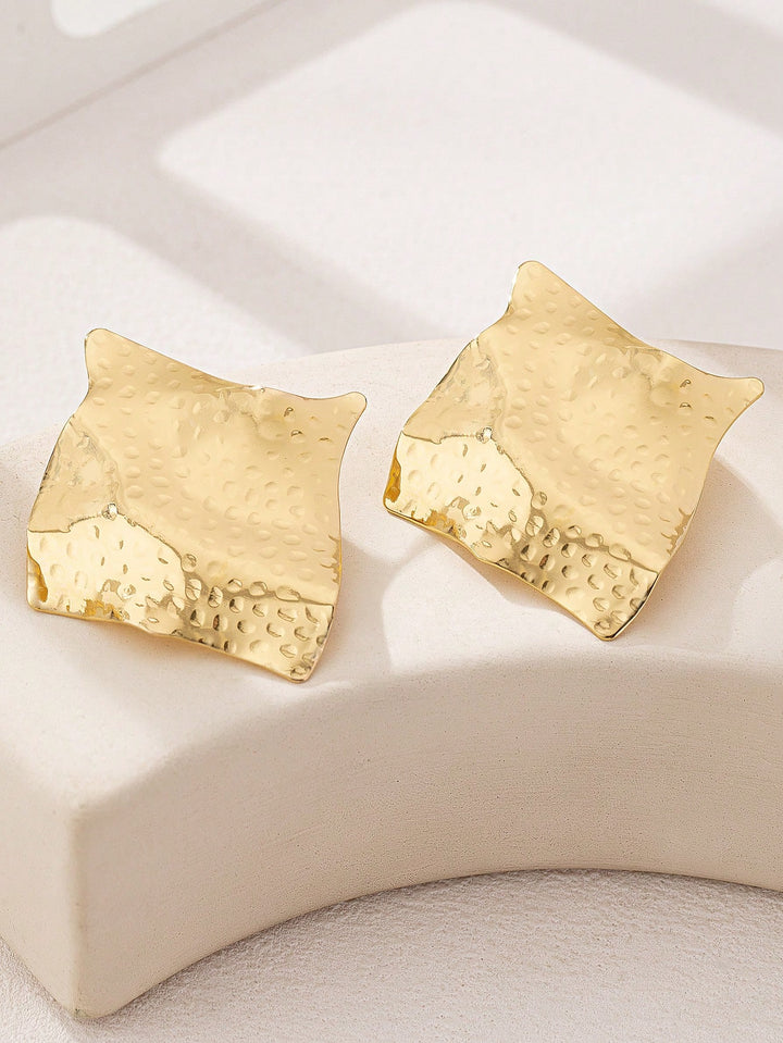 Geometric Chic Iron Plate Square Earrings for Women