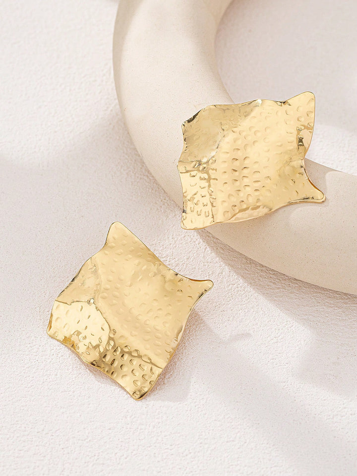 Geometric Chic Iron Plate Square Earrings for Women