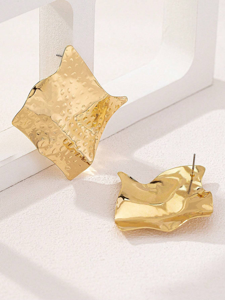 Geometric Chic Iron Plate Square Earrings for Women