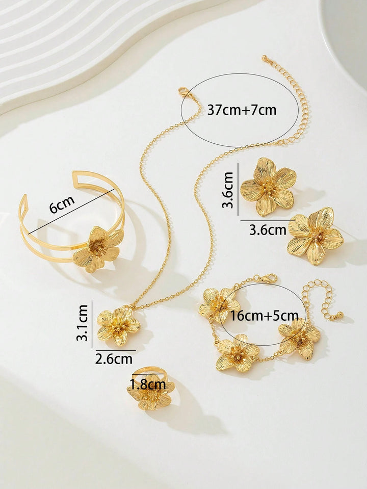 5-Piece Women’s Floral Jewelry Set - Elegant Fashion Jewelry Gift