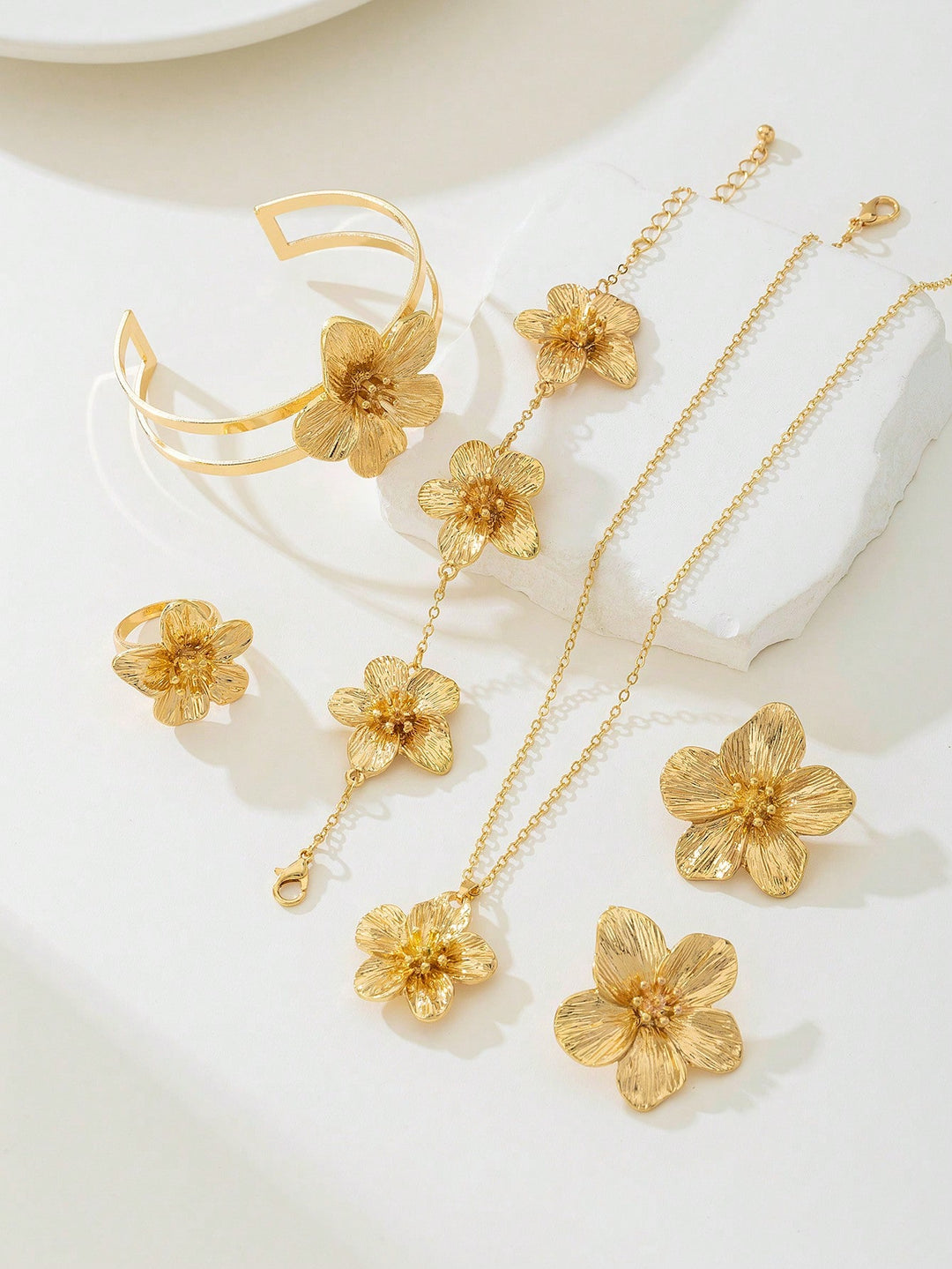 5-Piece Women’s Floral Jewelry Set - Elegant Fashion Jewelry Gift