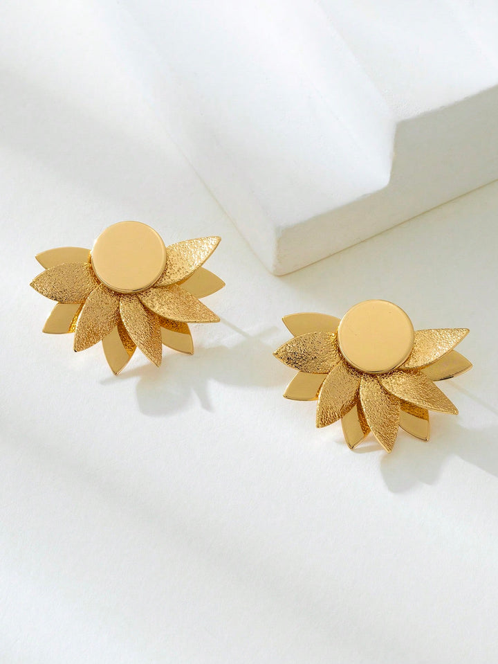Asymmetrical Floral Stud Earrings for Women