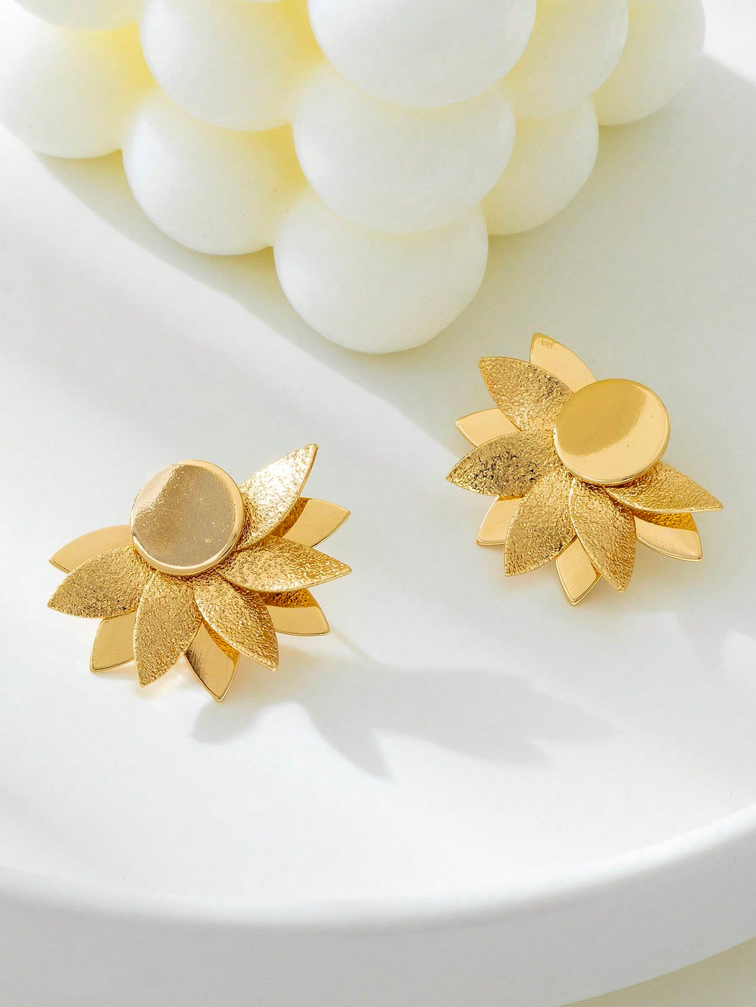 Asymmetrical Floral Stud Earrings for Women