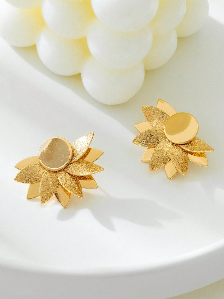 Asymmetrical Floral Stud Earrings for Women