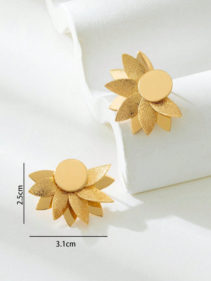Asymmetrical Floral Stud Earrings for Women