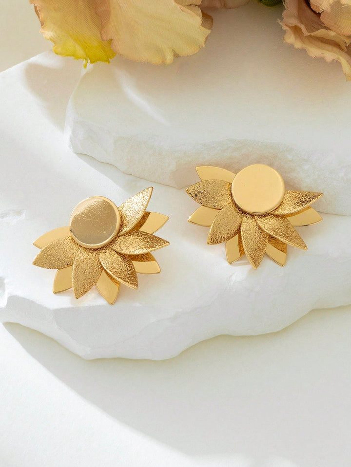 Asymmetrical Floral Stud Earrings for Women
