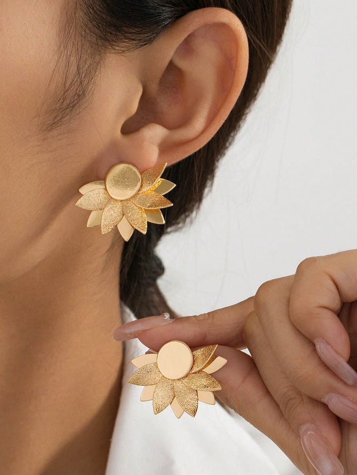 Asymmetrical Floral Stud Earrings for Women