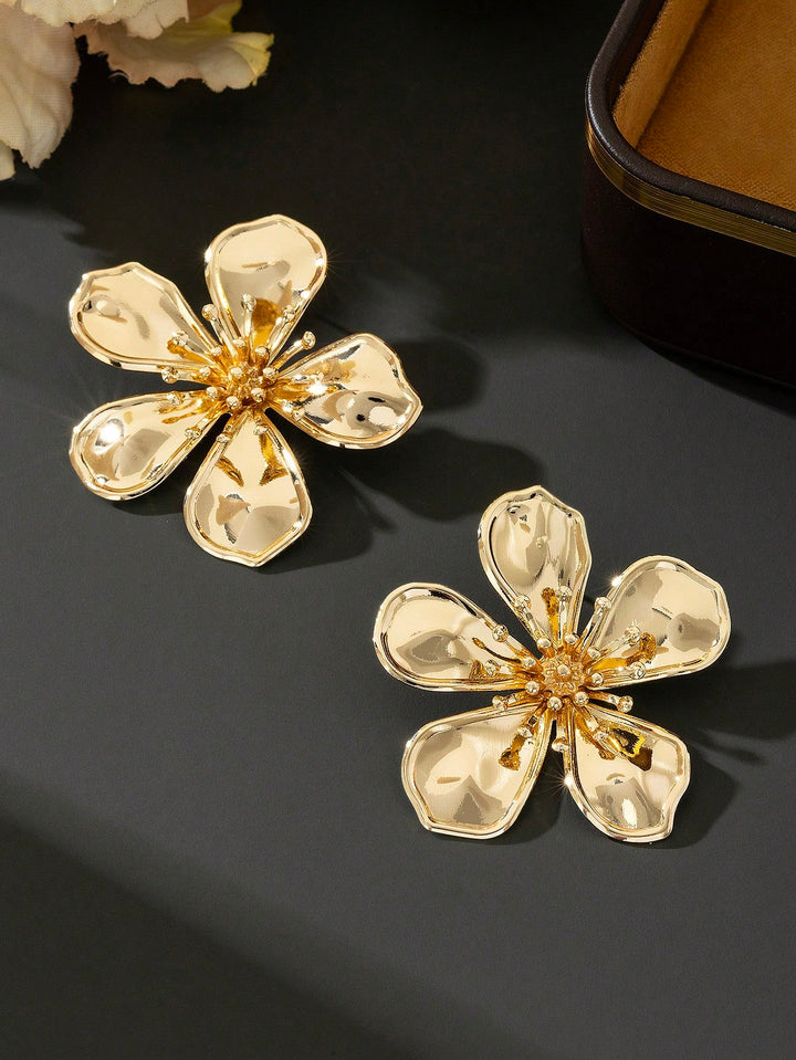 5-Petal Flower Stud Earrings for Women - Vintage Palace Style