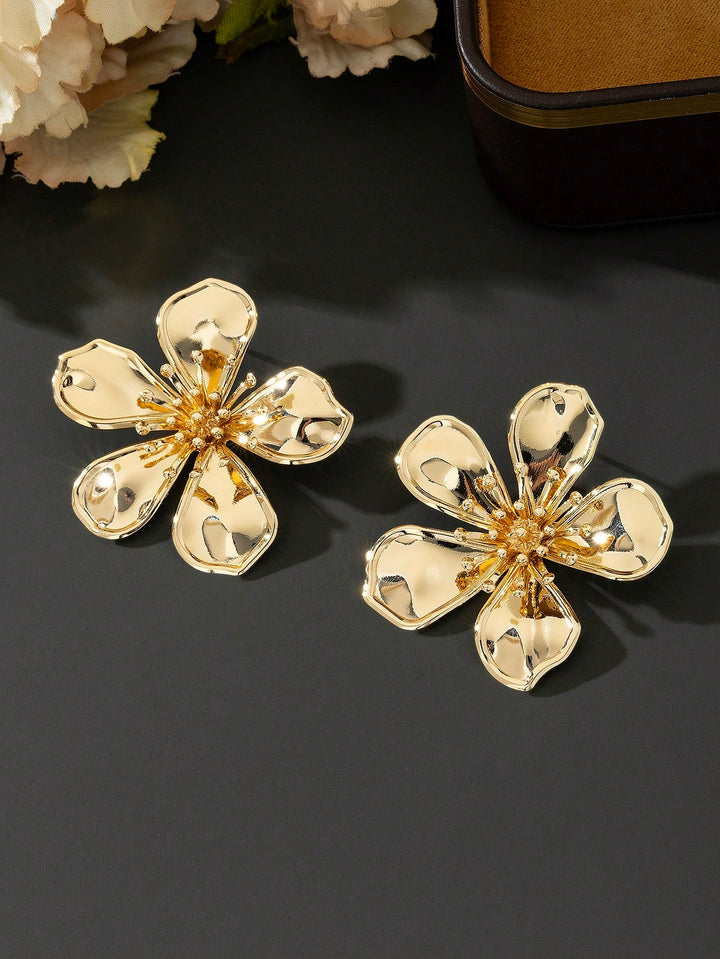 5-Petal Flower Stud Earrings for Women - Vintage Palace Style