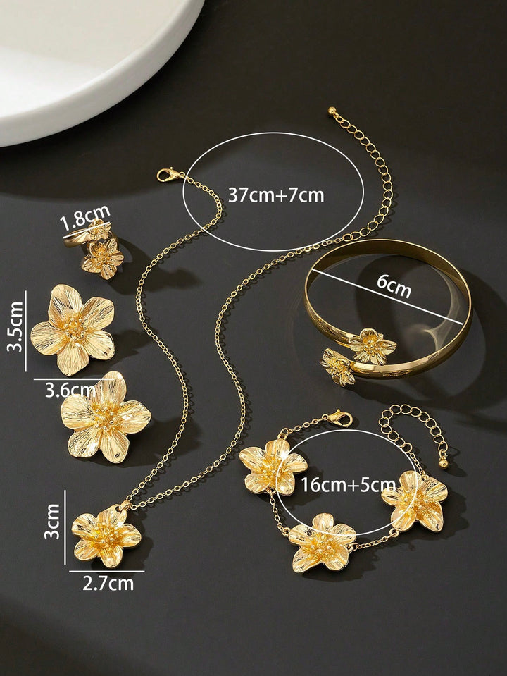 5-Piece Women’s Jewelry Set | Delicate 5-Petaled Flower Design