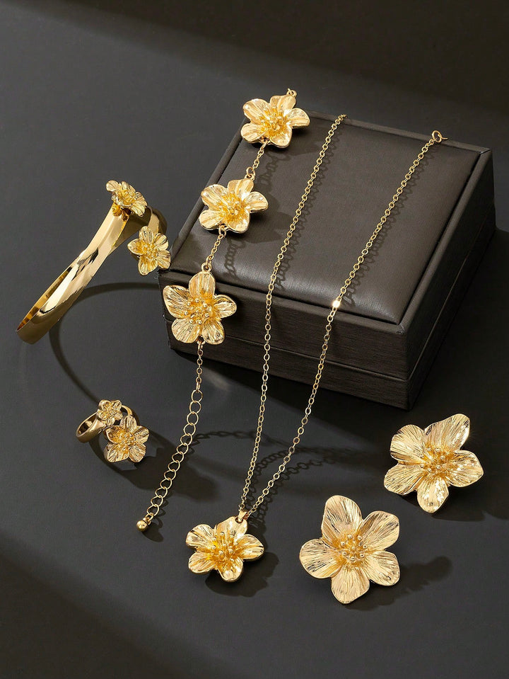 5-Piece Women’s Jewelry Set | Delicate 5-Petaled Flower Design