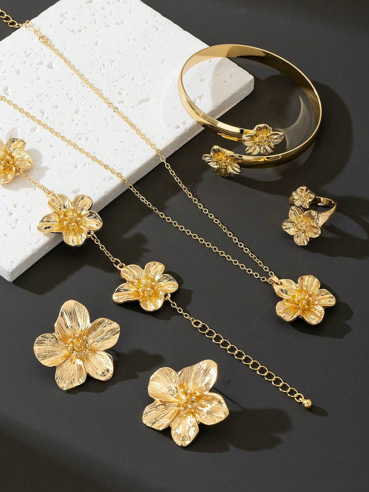 5-Piece Women’s Jewelry Set | Delicate 5-Petaled Flower Design