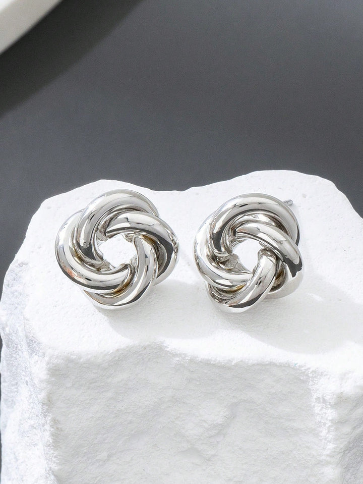 Stylish Twisted Metal Minimalist Geometric Silver Twist Clip-On Earrings (Non-Piercing)