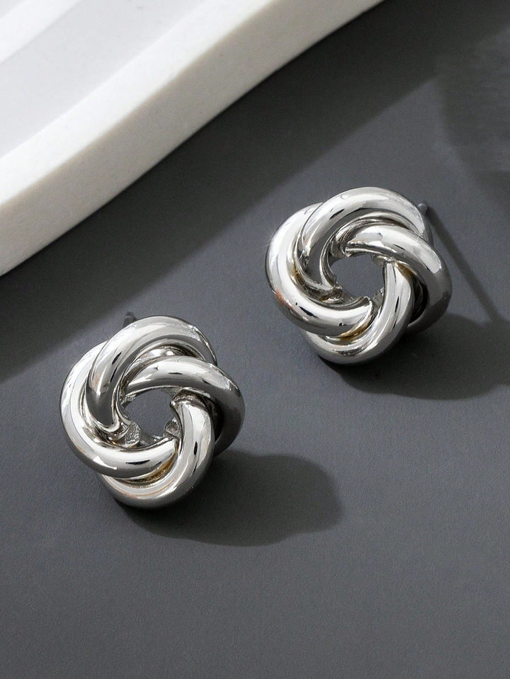 Stylish Twisted Metal Minimalist Geometric Silver Twist Clip-On Earrings (Non-Piercing)