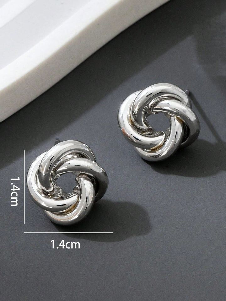 Stylish Twisted Metal Minimalist Geometric Silver Twist Clip-On Earrings (Non-Piercing)