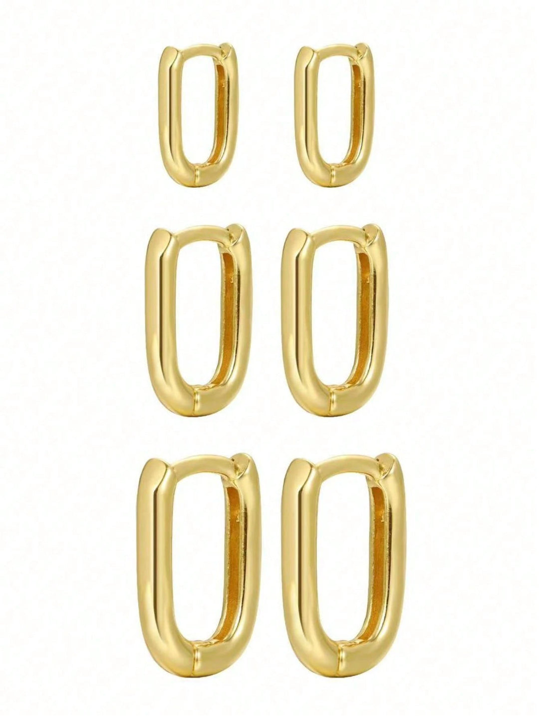 3 Pairs Minimalist Versatile Metal Square Stacking Earrings Set