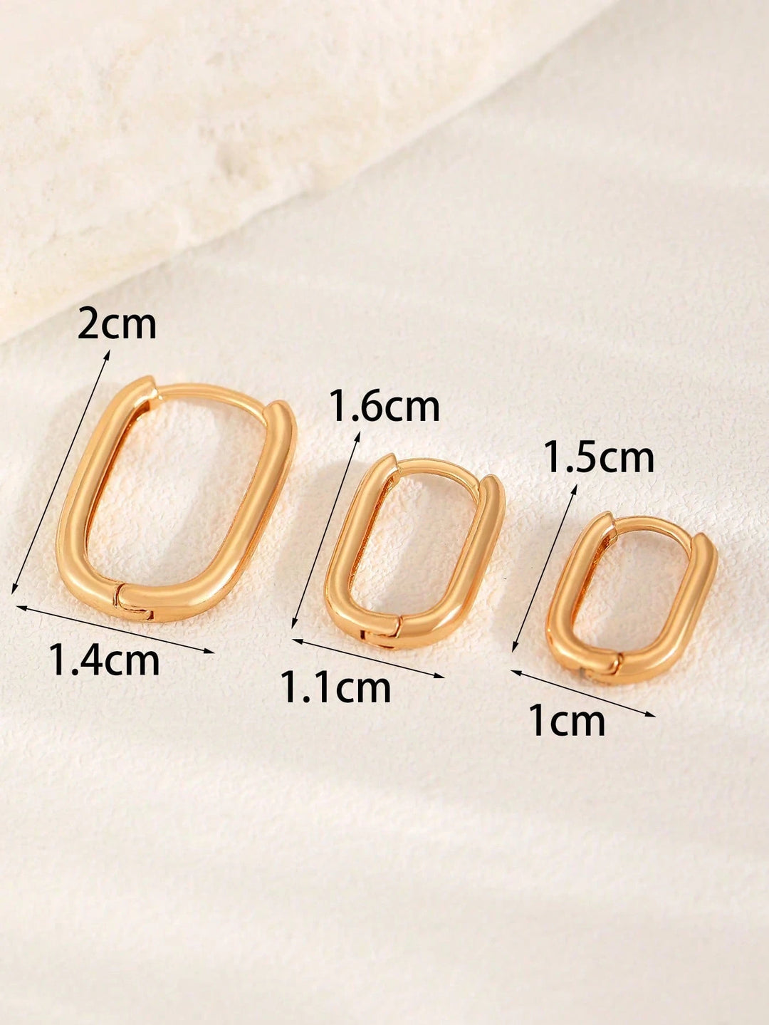 3 Pairs Minimalist Versatile Metal Square Stacking Earrings Set