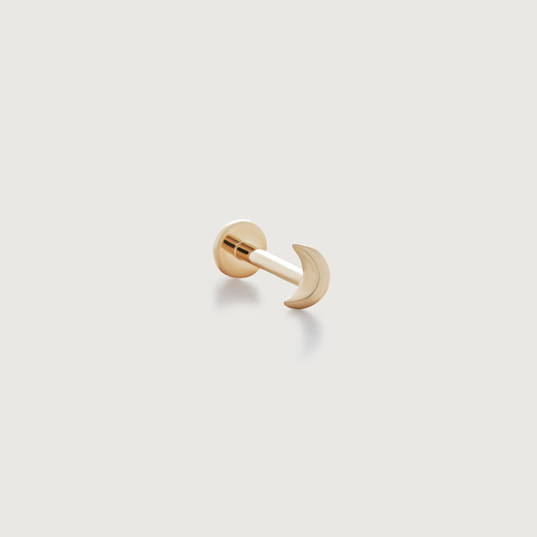 Crescent Moon Flat Back Piercing Stud