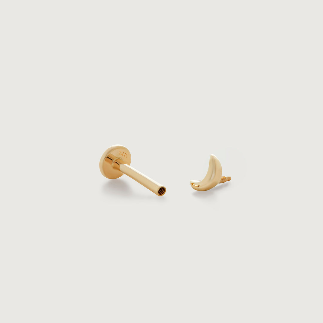 Crescent Moon Flat Back Piercing Stud