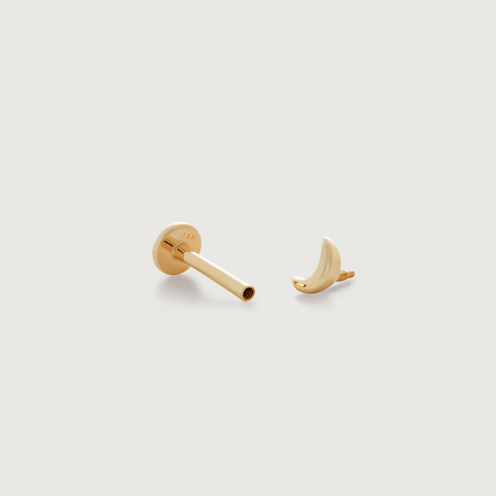 Crescent Moon Flat Back Piercing Stud