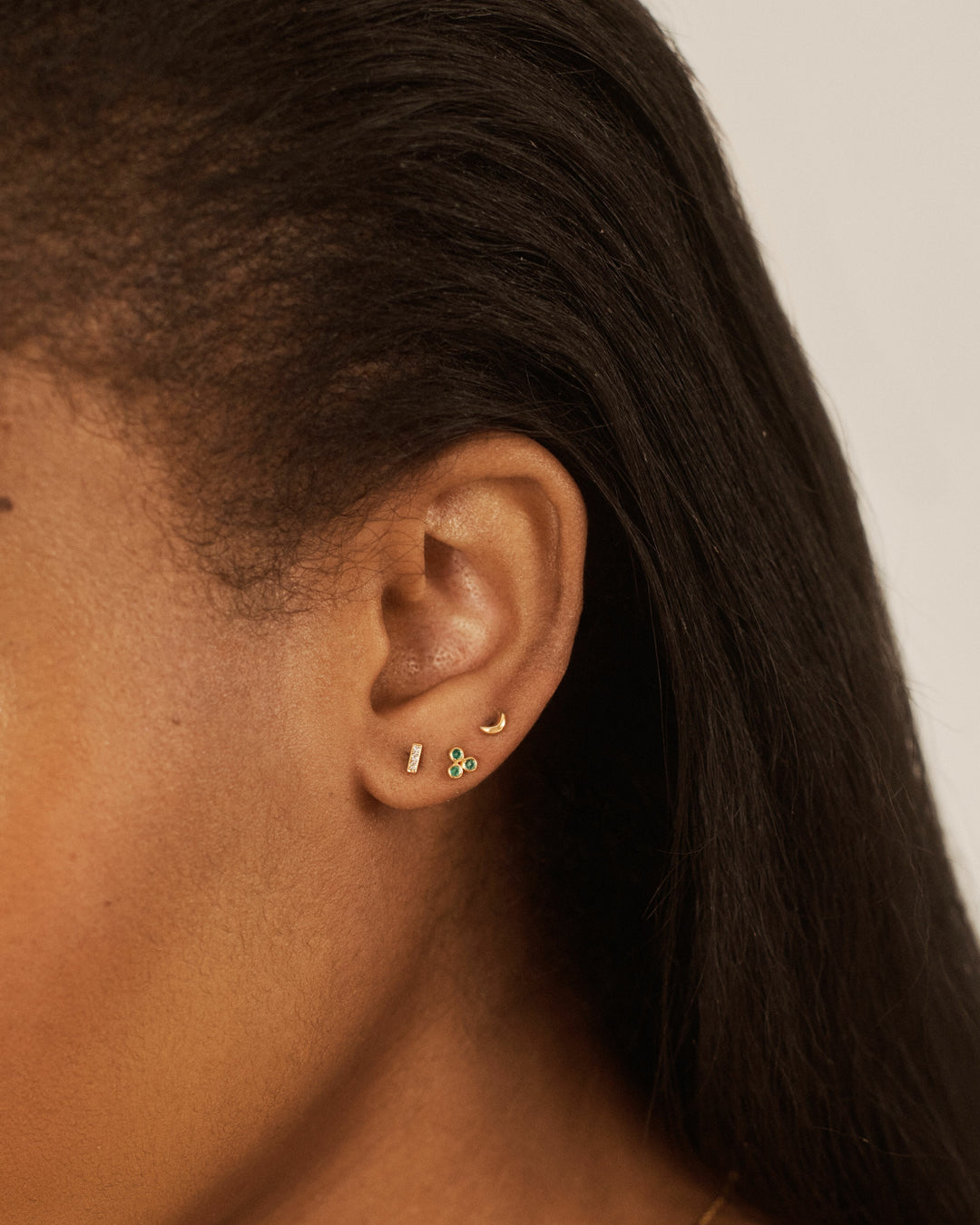 Crescent Moon Flat Back Piercing Stud