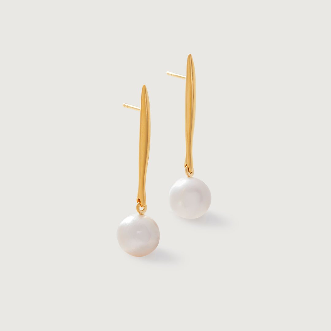 Nura Round Pearl Drop Earrings