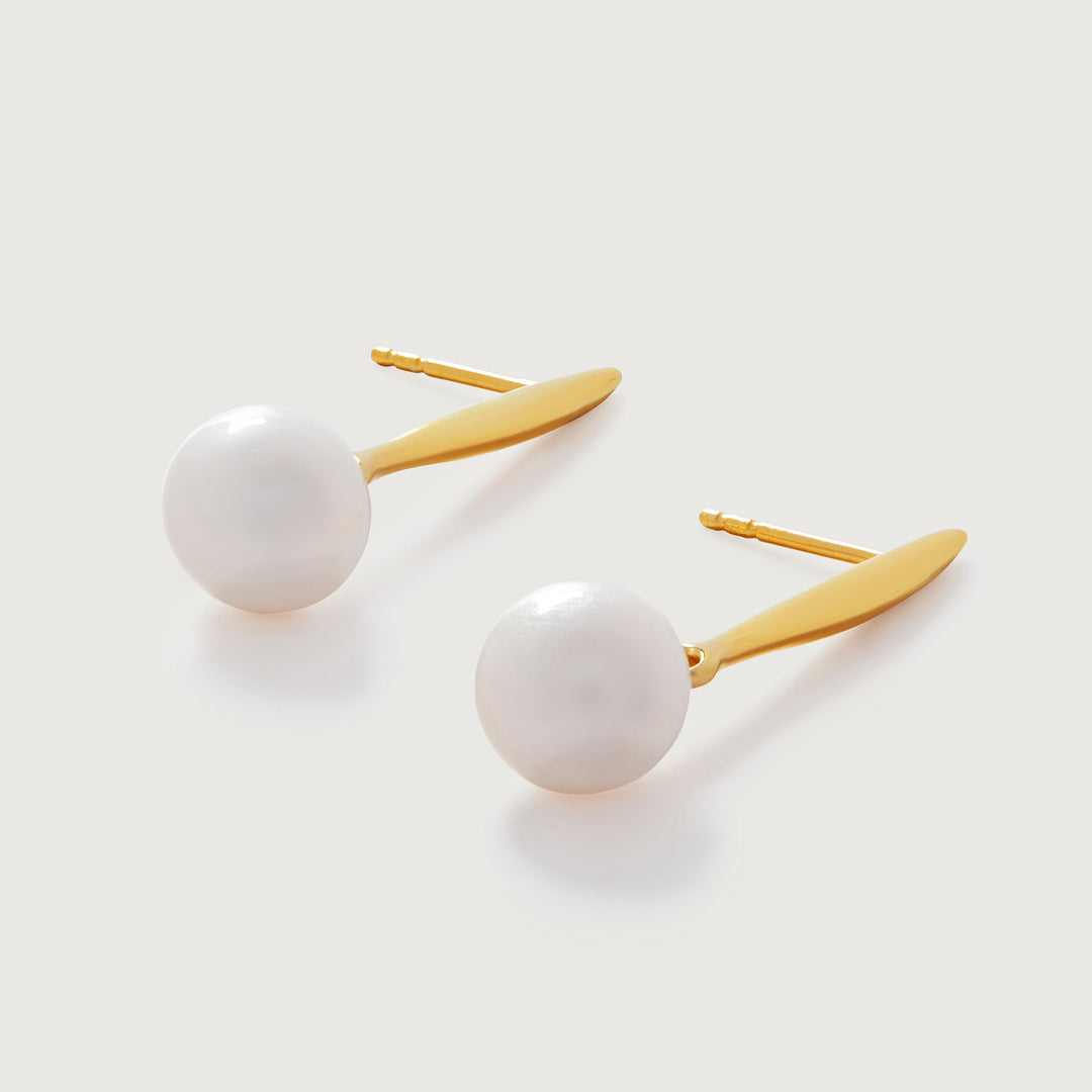 Nura Round Pearl Drop Earrings