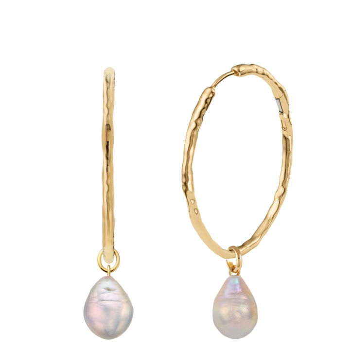 Siren Muse Large Hoop Pearl Earrings