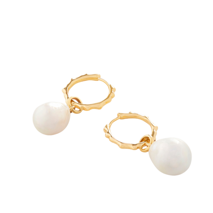Siren Muse Pearl Ripple Small Hoop Earrings